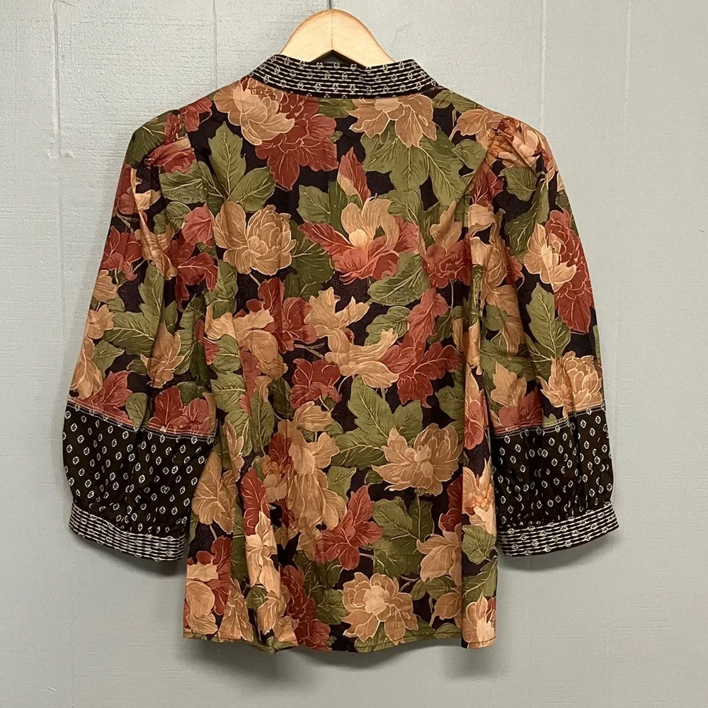 NWT Fall Entro Floral Top Blouse Shirt Large - Picture 12 of 14
